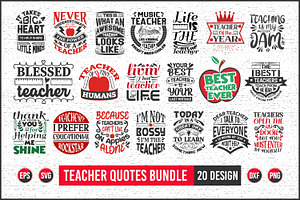 Teacher typographic quotes bundle.