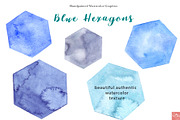 Blue Watercolor Hexagon Graphics, an Object Graphic by LittleAcornGraphics (Thumbnail 4 of 5)