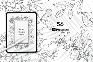 Fall Foliage Procreate Stamps, a Brush Add-On by CaraulanStore