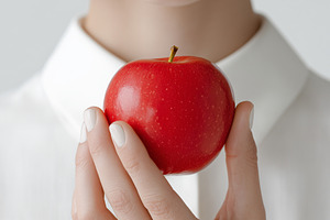 Close up of a woman holding a shiny, a Food & Drink Photo by MistyDay