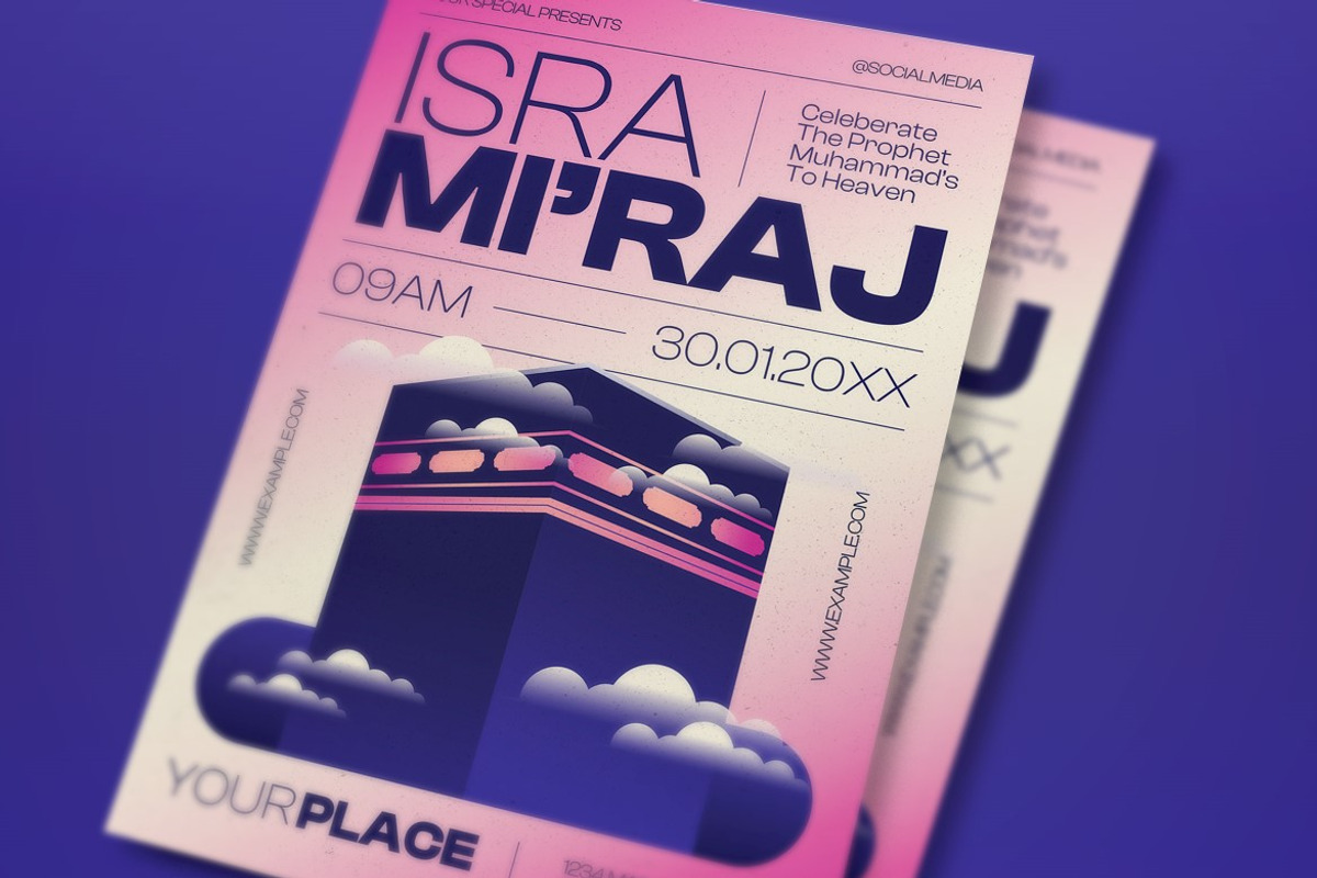 Purple Pink Isra Mi'raj Flyer Set, a Flyer Template by graphicook (Photo 3 of 6)