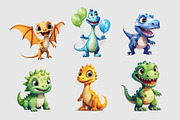 Baby Dino Party Watercolor Clipart, an Animal Illustration by Primrose Blume (Thumbnail 4 of 8)
