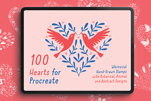100 Whimsical Hearts for Procreate
