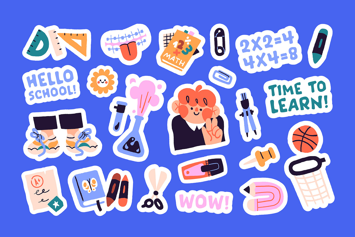 Back to school backgrounds, stickers, an Education Illustration by PaperTrident (Photo 3 of 5)