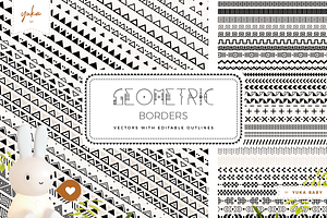 Geometric Borders - Editable Outline, a Brushes & More by Yuka Baby