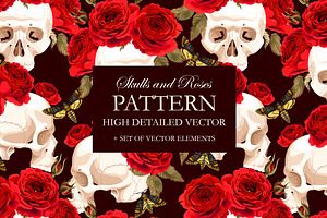 Pattern With Skulls And Roses