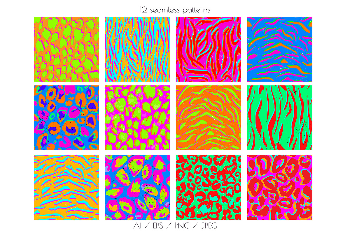 Neon Animals print collection, a Pattern Graphic by Salted Galaxy (Photo 2 of 9)