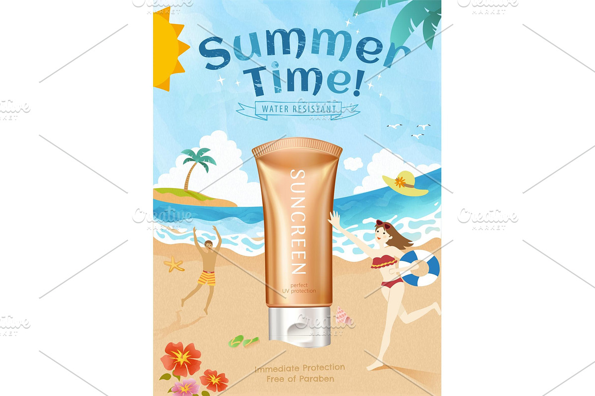 summer sunscreen product ads, an Illustration by TotallypicRF ...