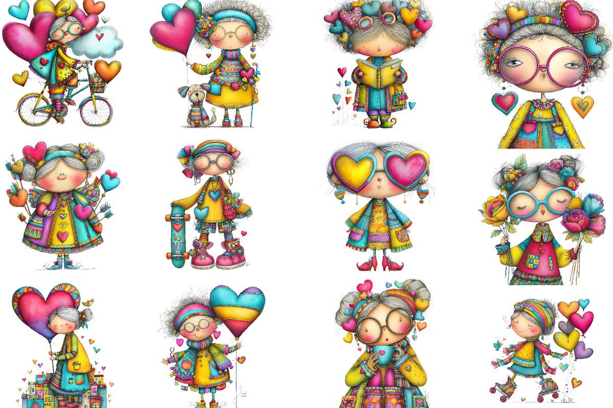 Quirky Elderly Valentine Woman, an Illustration by Designking (Photo 3 of 4)
