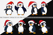 Santa Penguin Clipart, a Graphic by Artnoy (Thumbnail 2 of 5)