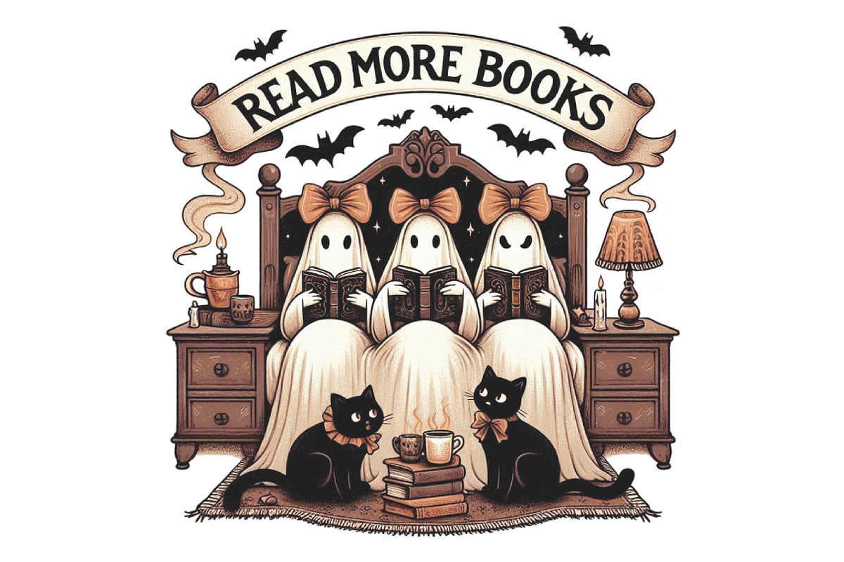 Read More Books, Ghost Bow & Book, an Illustration by CraftArtStudio (Photo 1 of 4)