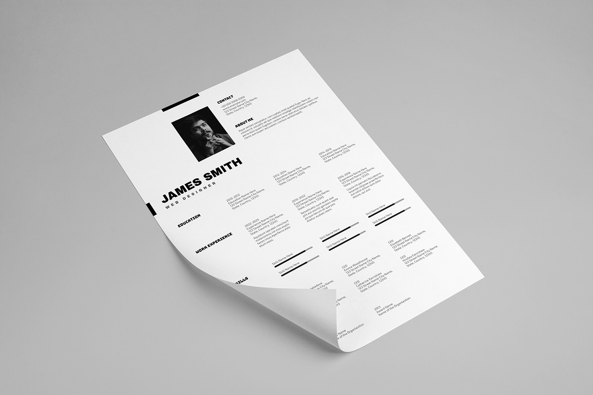 Minimalist Resume and CV Template, a Resume Template by PixelStudio (Photo 3 of 5)
