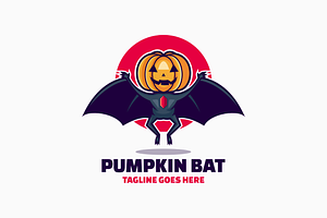 Pumpkin Bat Mascot Cartoon Logo, a Branding & Logo Template by Artnivora.Std