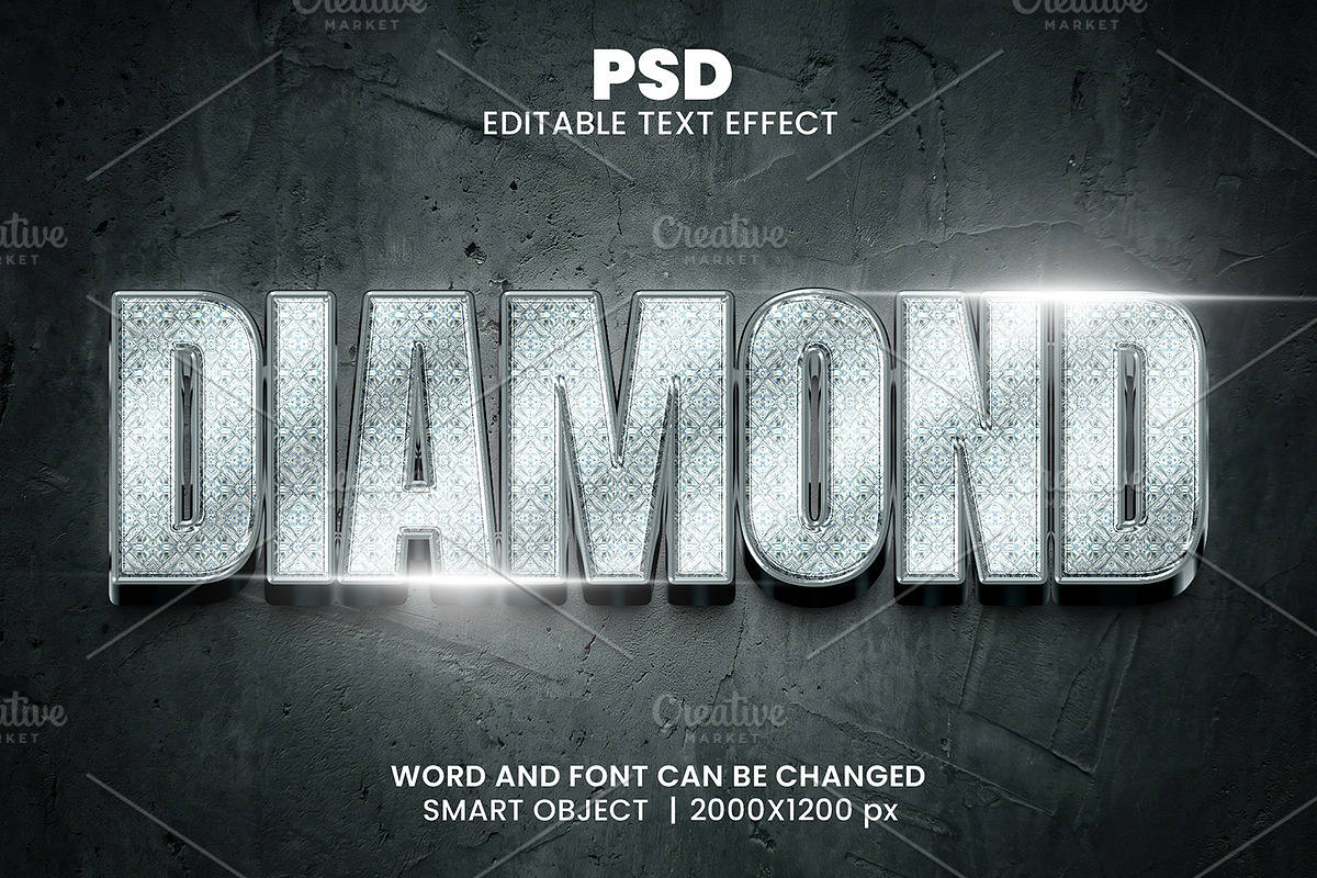 Diamond Luxury 3D Text Effect PSD, a Layer Style Add-On by bdrobin (Photo 2 of 2)