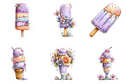 Whimsical Summer Ice Cream Clipart, an Illustration by CreationArt (Thumbnail 2 of 7)