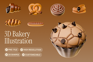 3D Bakery Illustration, an Object Graphic by Illustrava