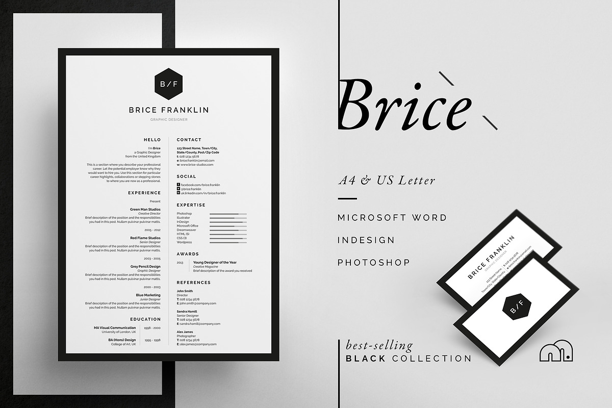 Resume/CV - Brice, a Resume Template by bilmaw creative (Photo 1 of 3)