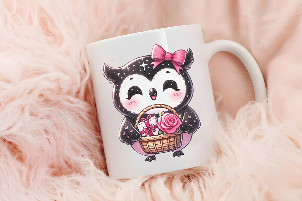 Cute Kawai Owl Valentine Sublimation, an Animal Illustration by RobertsArt (Photo 3 of 7)