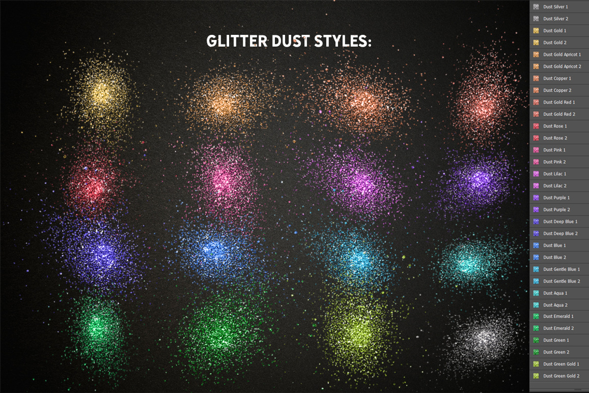 GLITTER PRO Styles, Actions, Brushes, a Layer Style Add-On by Graphic Spirit (Photo 6 of 12)