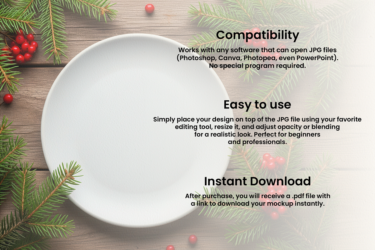 Christmas Plate Mockup 100 JPG, a Cups & Container Mockup by KennedyStudio (Photo 12 of 12)