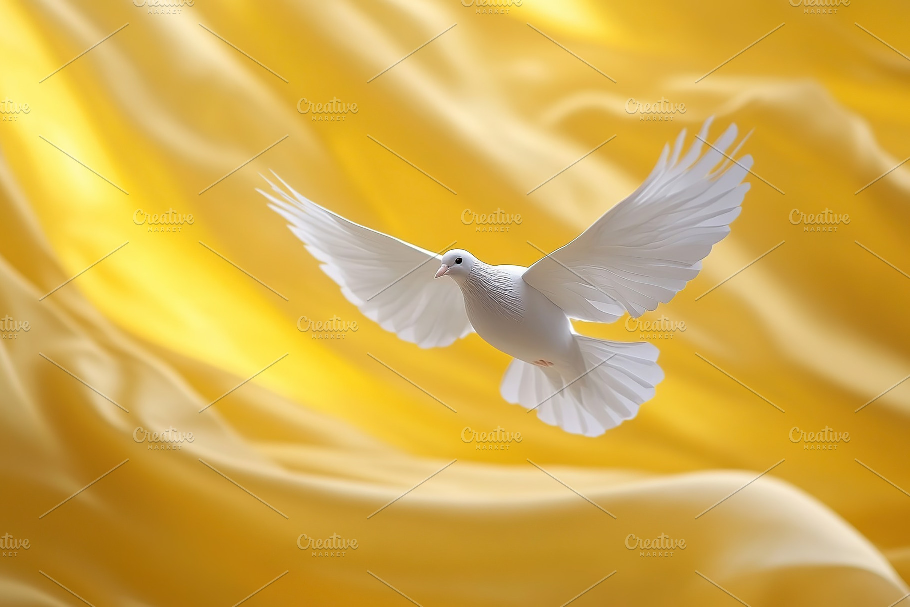 White dove of peace on yellow background, an Animal Photo by AlyaAnd