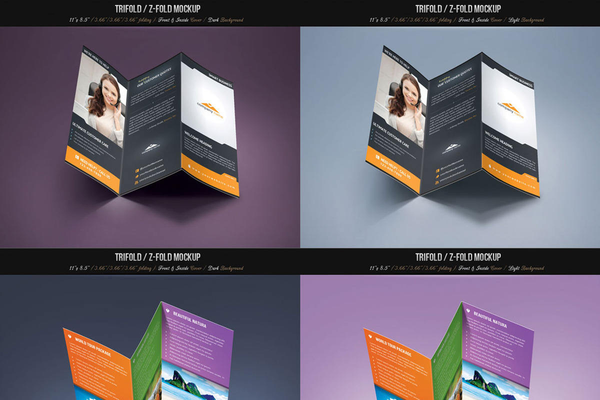 Trifold & Z-fold Mockup Pack, a Print Template by Saptarang (Photo 5 of 5)
