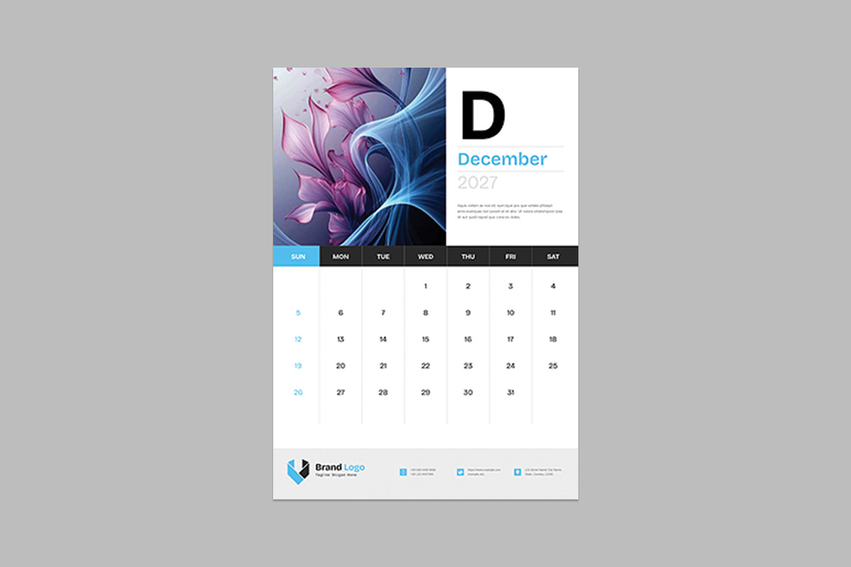 Wall Calendar Template 2027, a Stationery Template by Cleffon_Graphic_Studio (Photo 8 of 8)