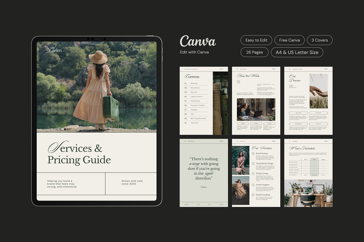 CAELM Services & Pricing Guide CANVA, a Presentation Template by Mirely Creative Co (Photo 1 of 8)