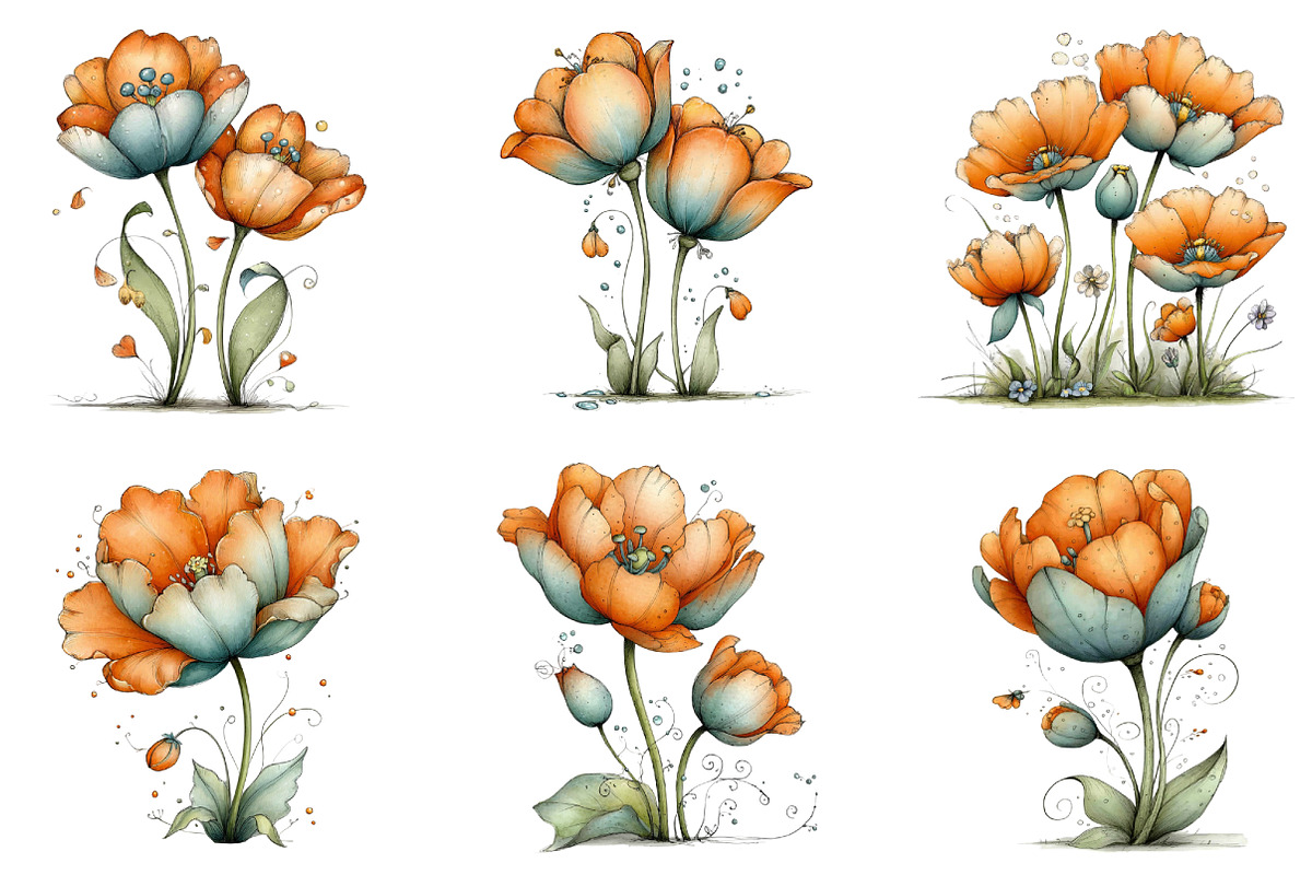 Whimsical Spring Tulip Flower Clipar, an Illustration by CraftArtStudio (Photo 6 of 6)