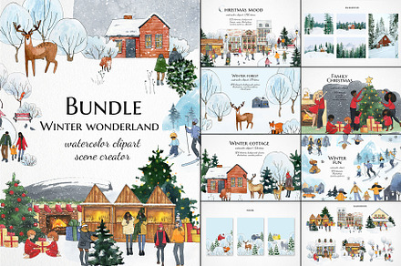 Watercolor winter wonderland bundle!, a Person Illustration by LyubovZaytseva