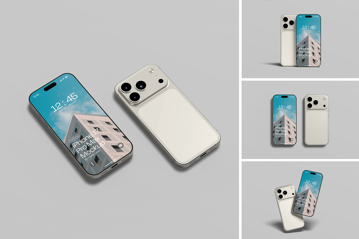 iPhone 17 Pro Max Mockup, an iPhone Mockup by graphicsecond (Photo 1 of 5)