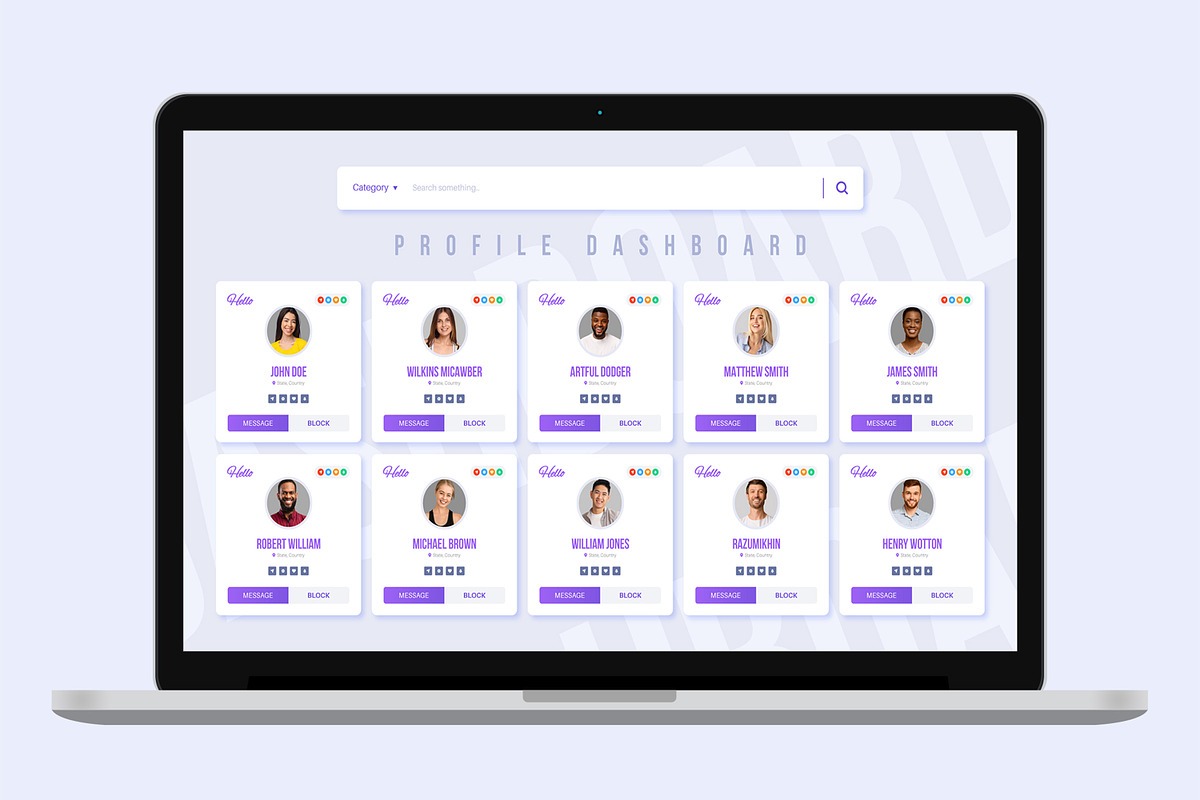 Profile Dashboard UI UX Template, an UI Kit Template by MightyDesign (Photo 1 of 6)