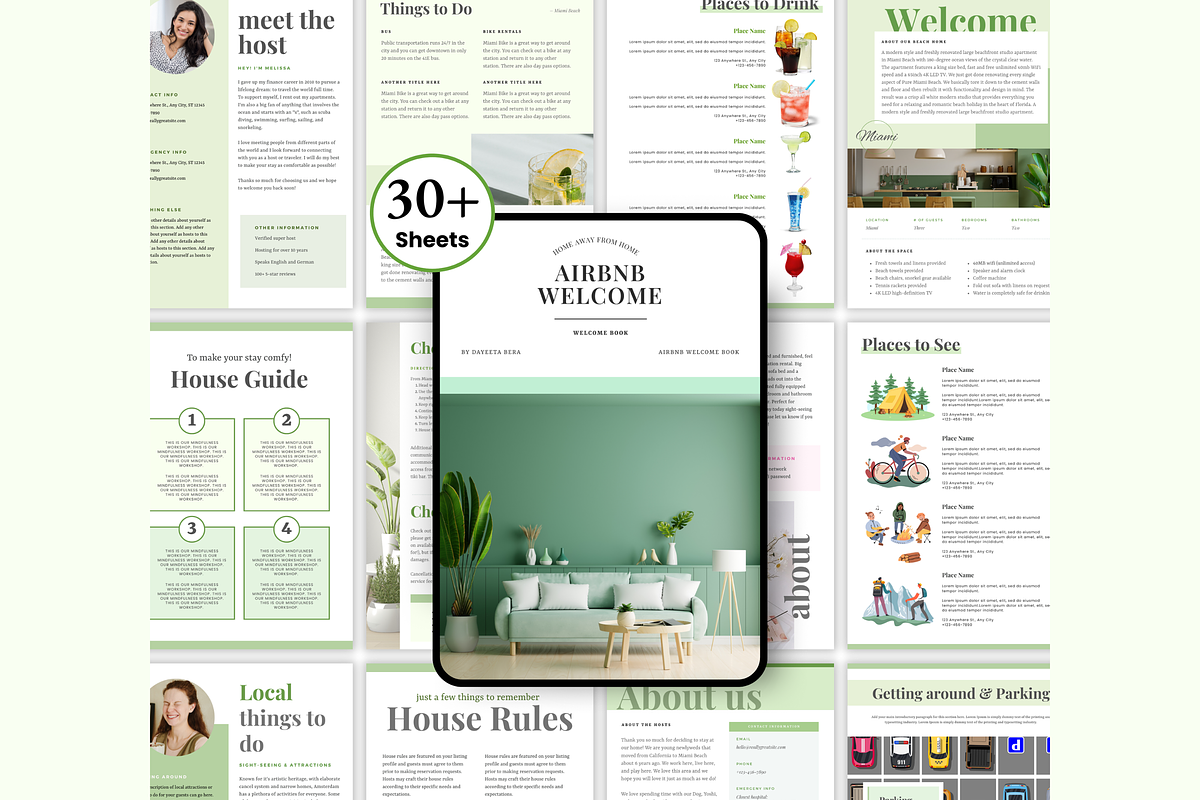 Airbnb Welcome book template, Airbnb, a Poster Template by PlannersByBee