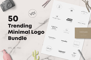 50 Trending Minimal Logo Bundle V01