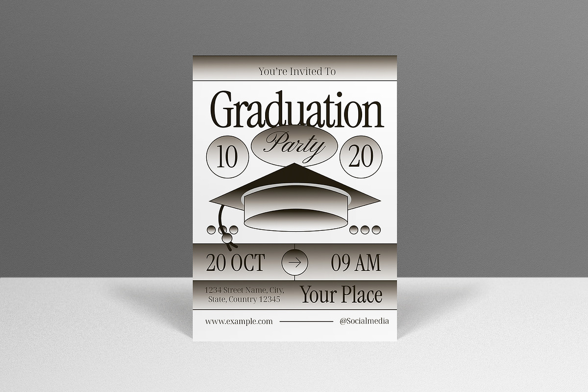 White Gradient Graduation Invitation, a Flyer Template by graphicook (Photo 1 of 3)