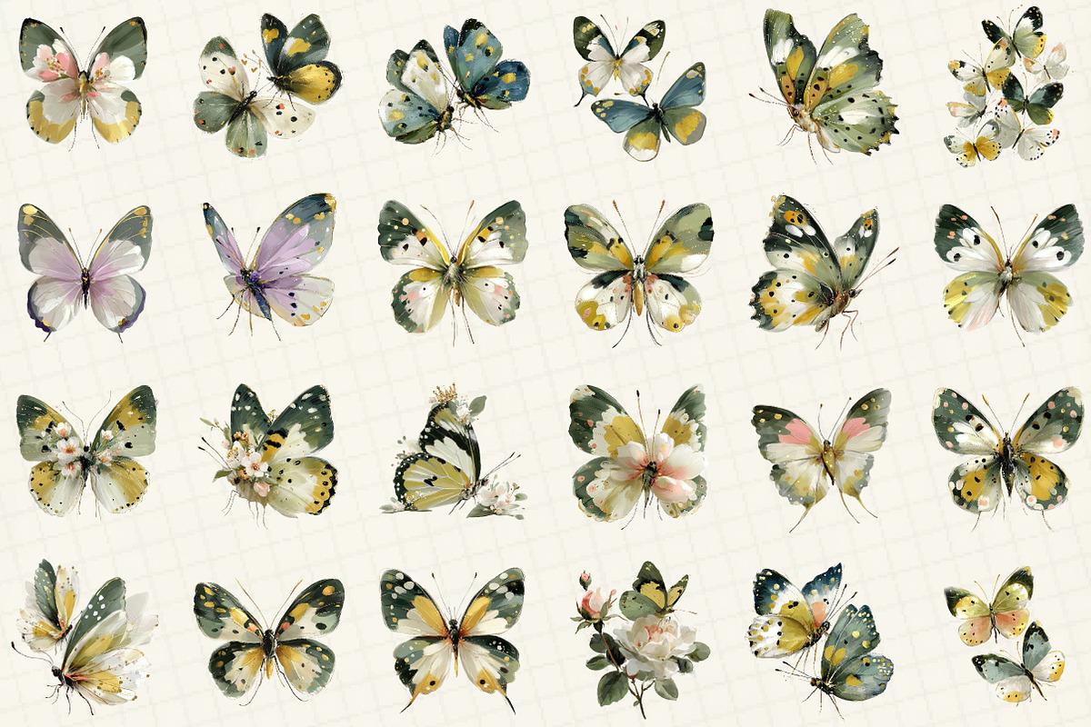 Watercolor Pastel Butterfly Clipart, an Illustration by DreamCafeArt (Photo 2 of 6)