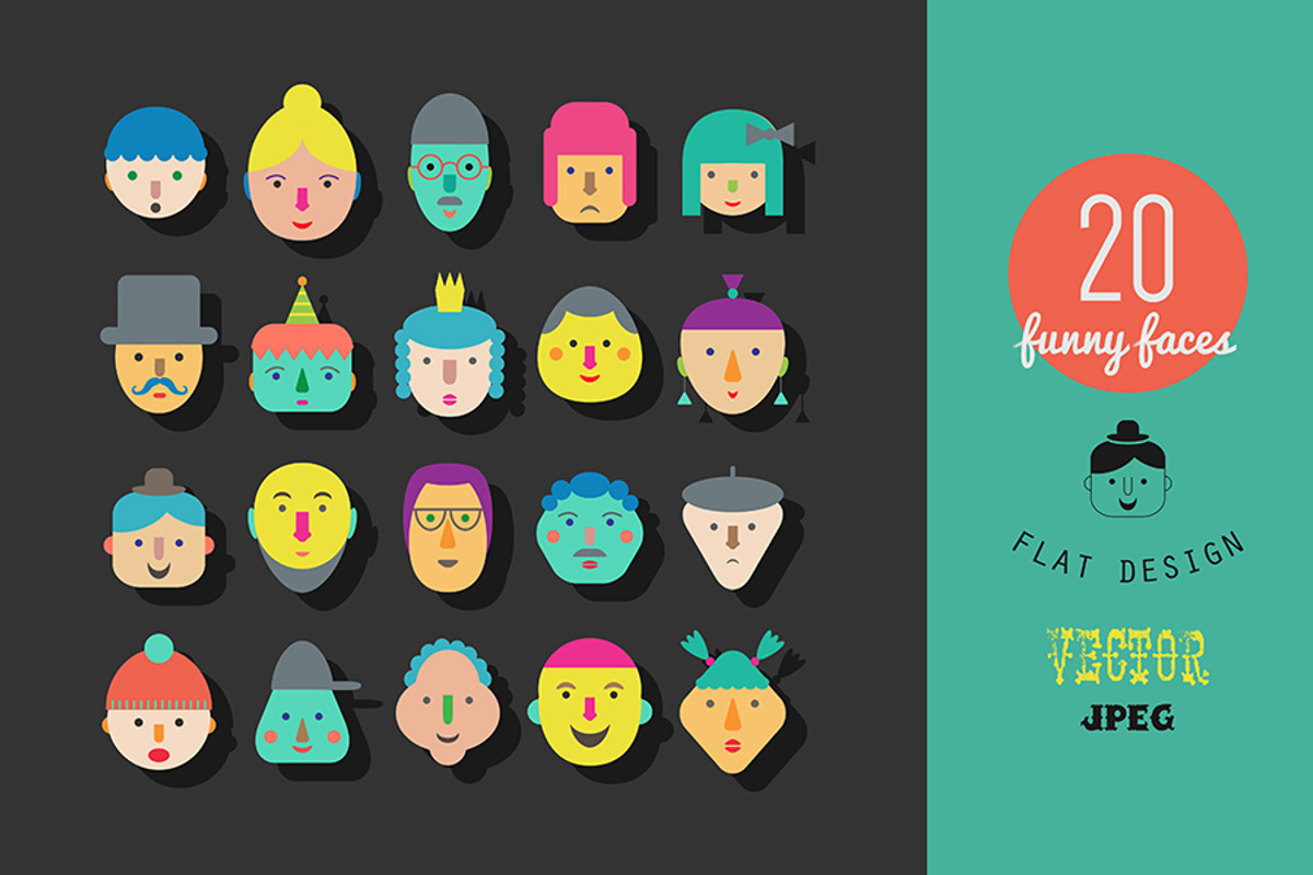 20 faces. Flat gesign., an Icon by Lera Efremova (Photo 1 of 3)