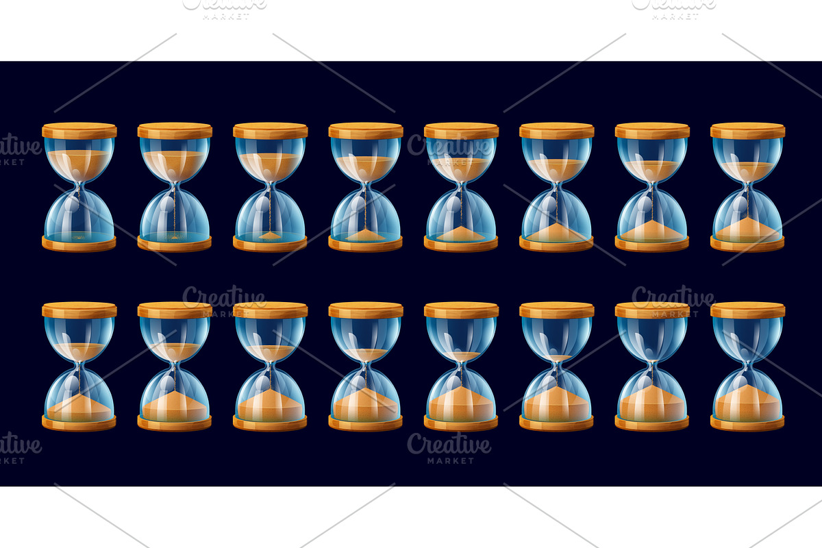 Hourglass or sandglass sprite sheet, a Technology Illustration by Vector Tradition