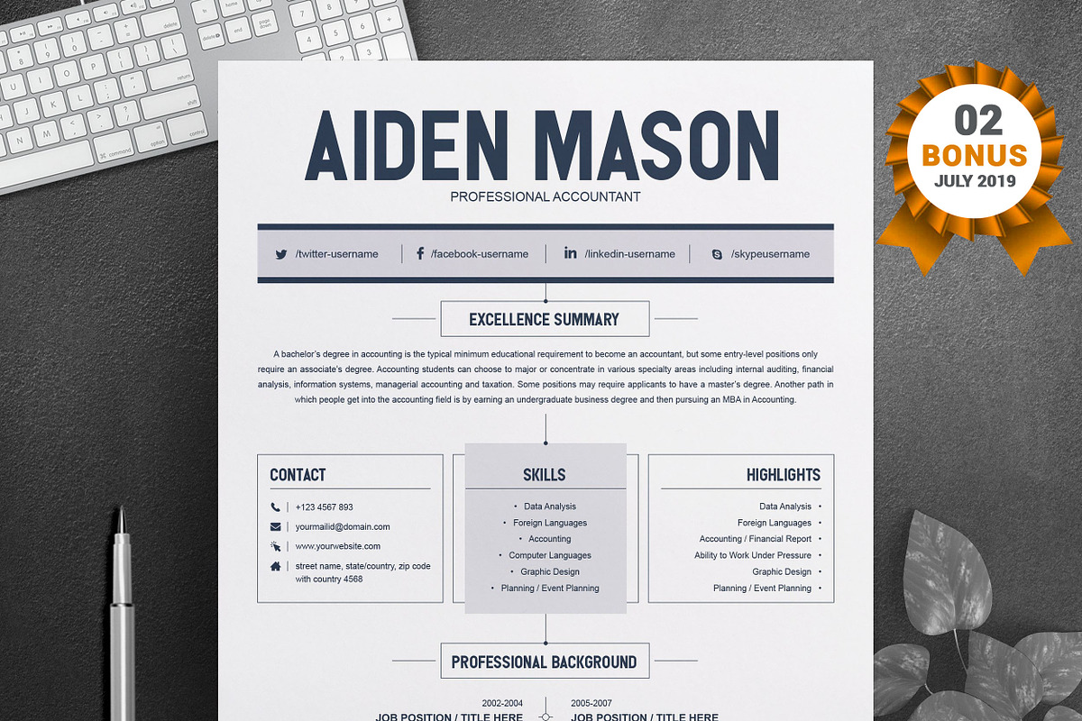 Resume/CV Bundle | 200+ for $29, a Resume Template by ResumeInventor (Photo 64 of 207)