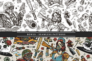 Post apocalyptic old school tattoo, a Background Graphic by intueri (Thumbnail 5 of 7)