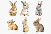 Flower bunny Watercolor Clipart, an Object Graphic by MyLittleMeow (Thumbnail 5 of 7)