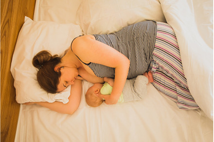 Mother and newborn baby sleep in the, a Person Photo by oksix