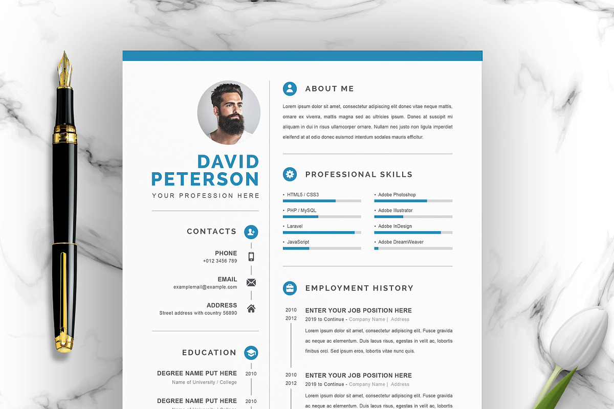 Clean Resume / CV Template-MS Word, a Resume Template by ResumeInventor