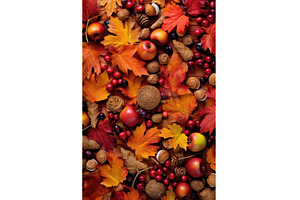 colorful autumn leaves and acorns, a Background Photo by Sergey Kotenev