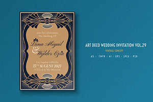 Art Deco Wedding Invitation Vol.29, an Invitation Template by Bewalrus Studio
