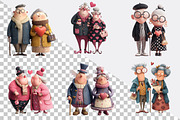 Quirky Valentine Old Couple Clipart, an Illustration by SVGArt (Thumbnail 7 of 8)
