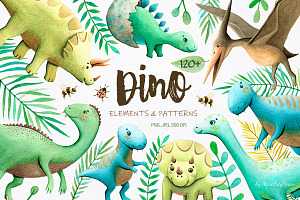 Watercolor Dinosaurs Collection
