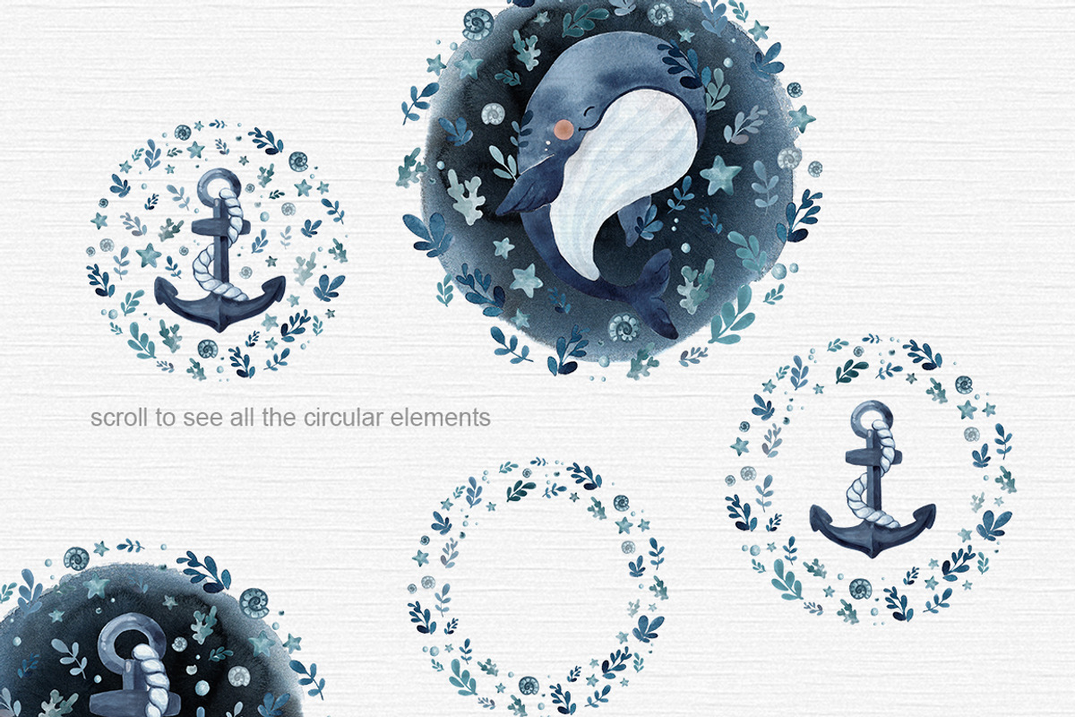 Whale watercolor clipart, an Illustration by DigitalDream (Photo 4 of 11)