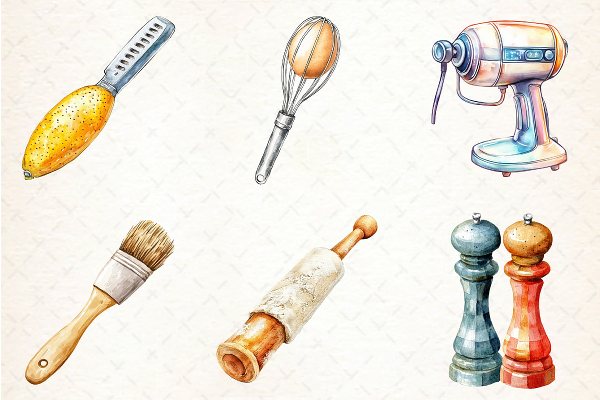 Watercolor Kitchen Utensils Clipart, an Icon by Libby Wishes (Photo 2 of 6)