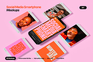 Social Media Smartphone Mockup Set, an iPhone Mockup by Mego-studio